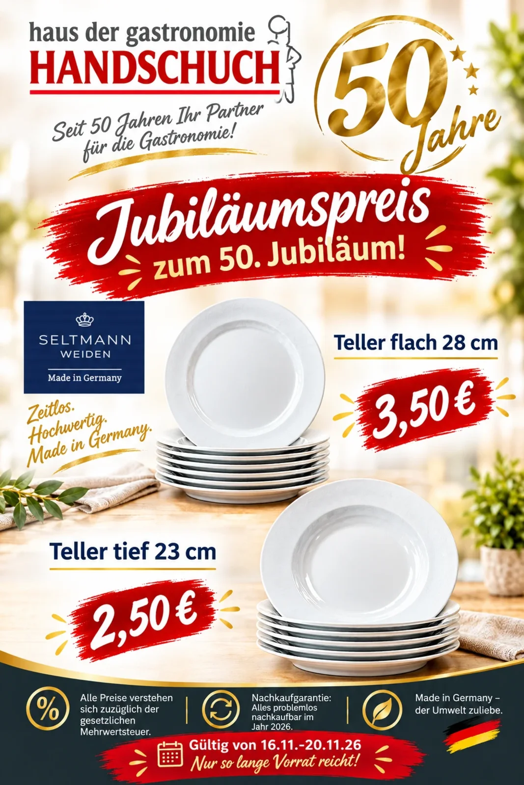 Jubiläumsangebot Seltmann Weiden – Teller flach & tief Jubiläumsangebot Seltmann Weiden: Teller flach 28 cm 3,50 €, Teller tief 23 cm 2,50 €