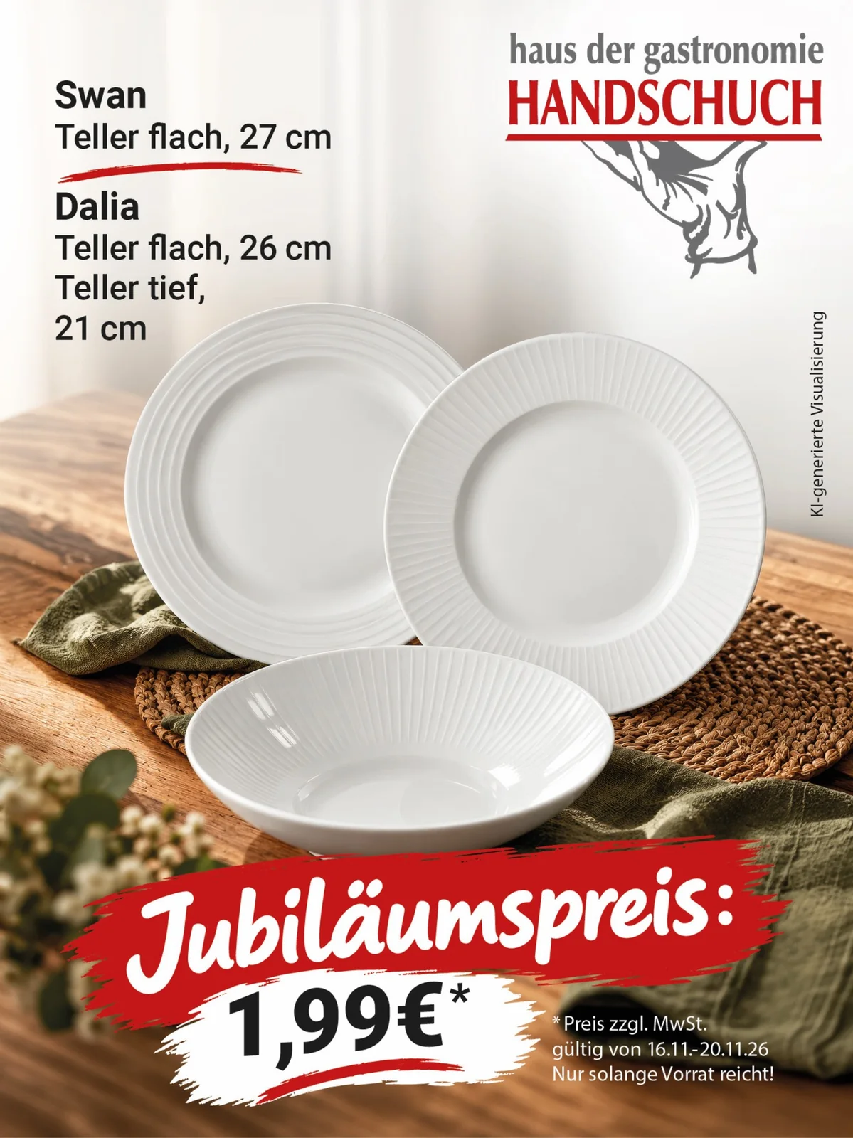 Jubiläumsangebot Swan & Dalia – Porzellanteller Jubiläumsangebot Teller Swan und Dalia für 1,99 €